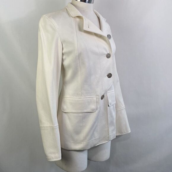 Burberry Cream High Neck Side Button Jacket - Picture 6 of 16